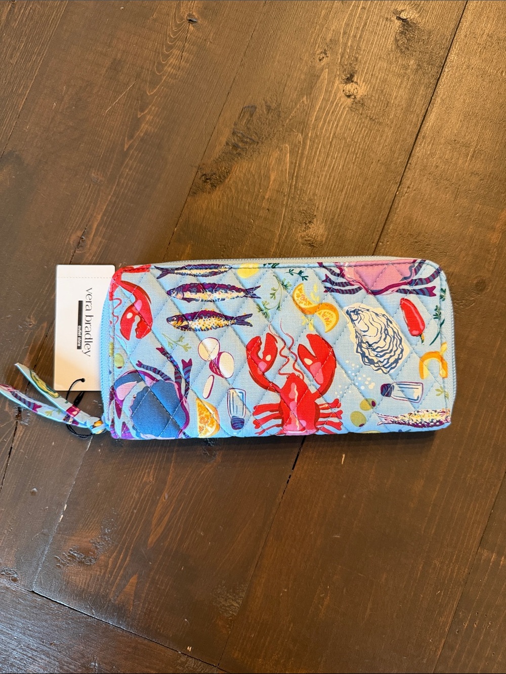NWT Vera Bradley Seafood Boil Essential Continental Zip Around Cotton Wallet